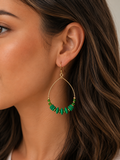 Emerald Green Exaggerated Water Drop Shape Beaded Dangle Earring