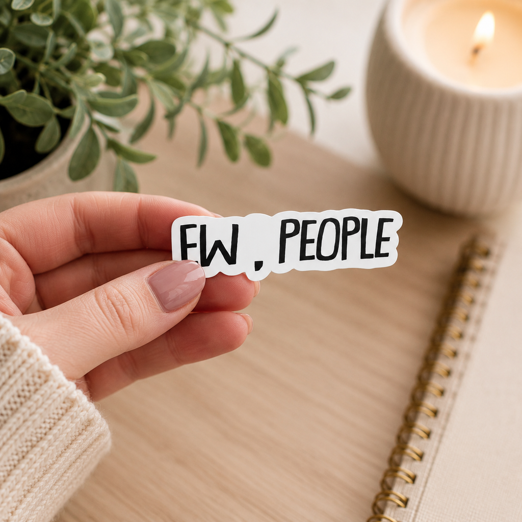 Funny Introvert Sticker – “EW, PEOPLE” Vinyl Sticker – Waterproof Laptop Sticker – Water Bottle Decal – Cute Anti Social Gift