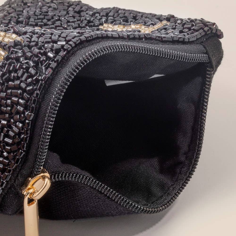 Tequila Print Beaded Coin Purse: MULTI