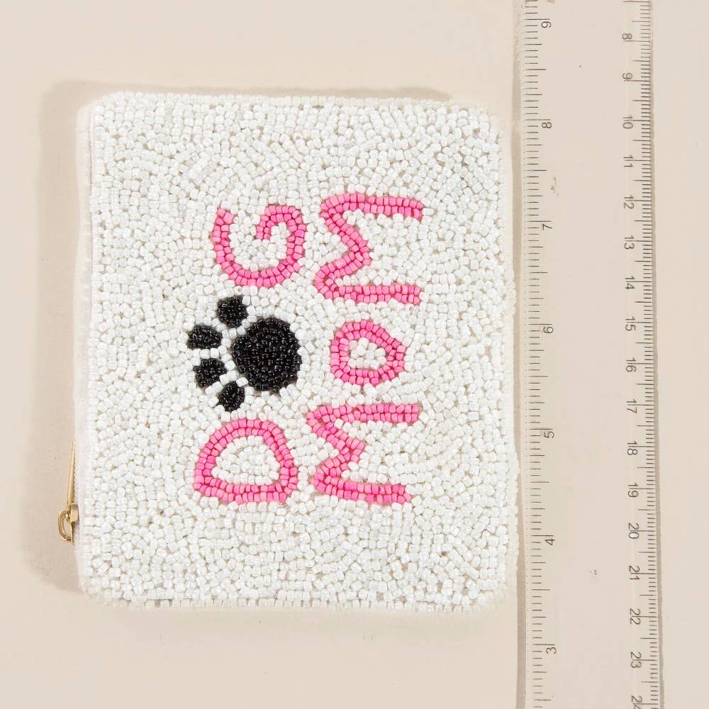Handmade Seed Beaded Dog Mom Coin Purse