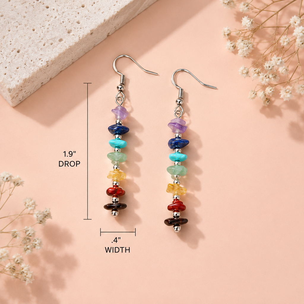 Genuine Stone Bead Drop Earrings |