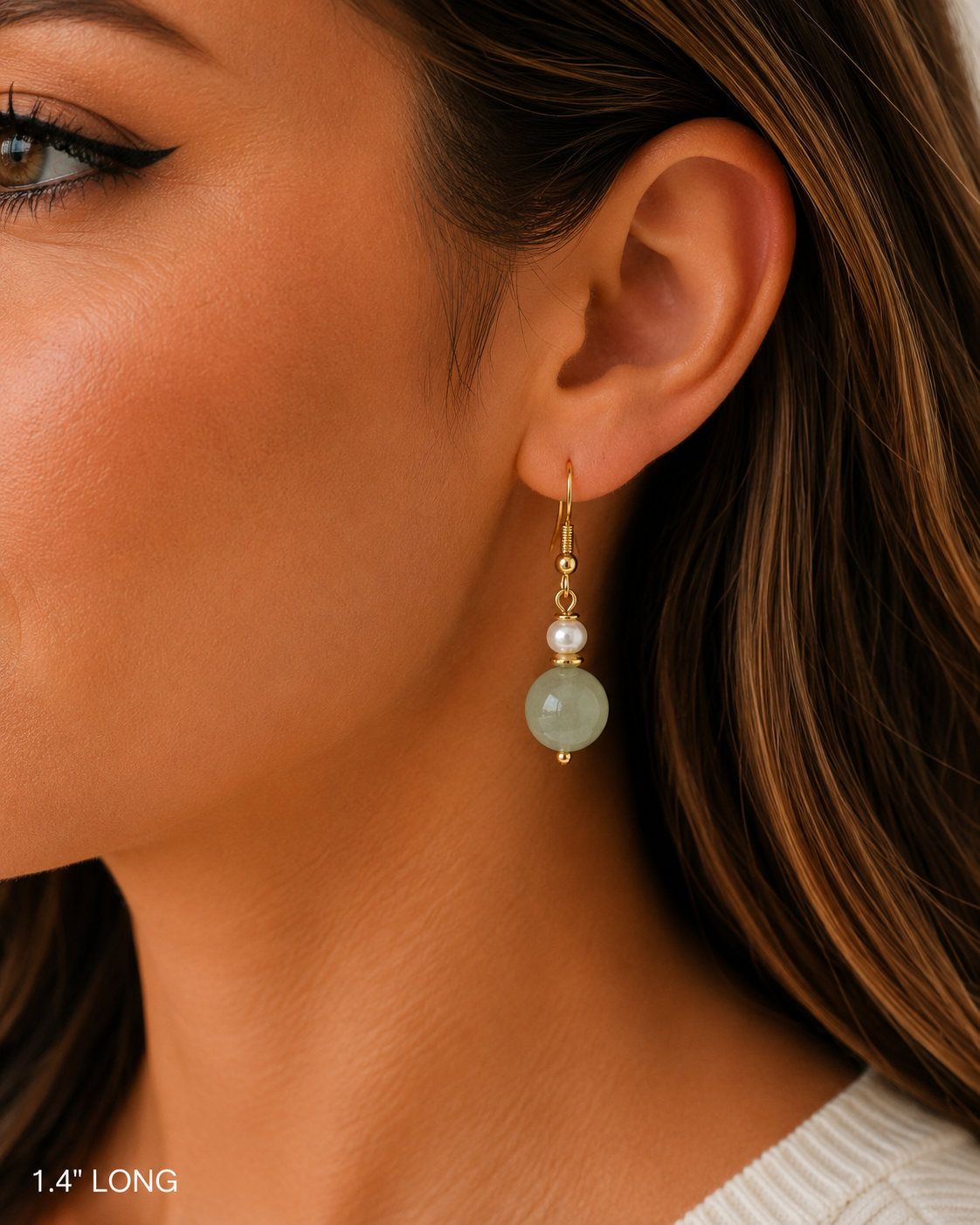 Natural Stone Round Bead Earrings