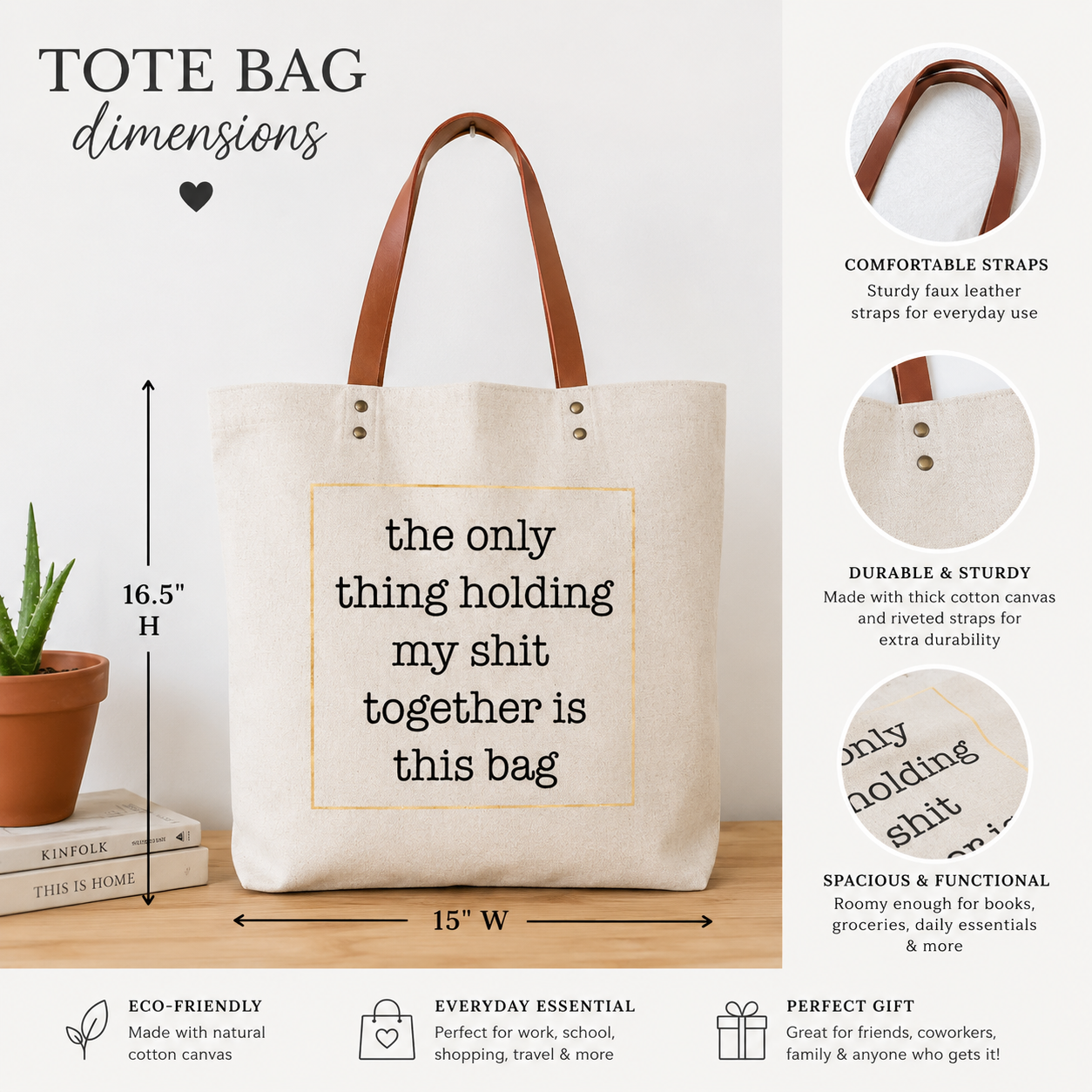 Shit Together Tote Bag (funny, mom) | everything canvas tote