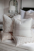 Floral Fringe Throw Pillow | Fleur + Fray Collection: White with Brown Floral PILLOW COVER ONLY