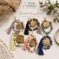 Mama" Wood Bead Wristlet Keychain
