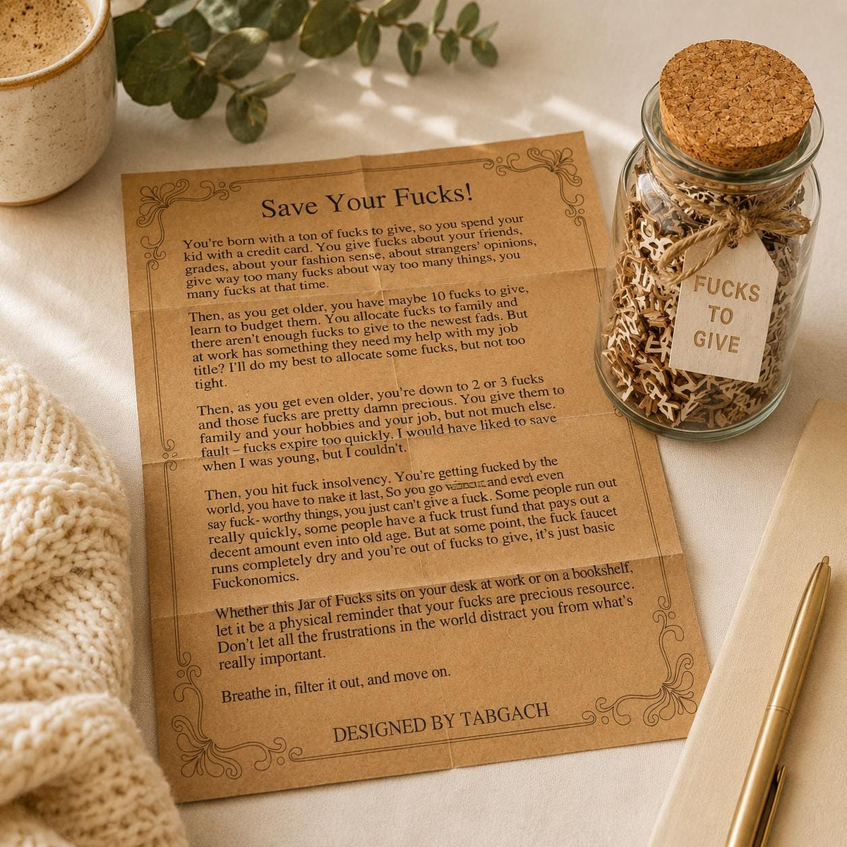 Fucks to Give Jar – Funny Desk Decor Gift for Coworkers, Friends & Anyone Running Low on F*cks