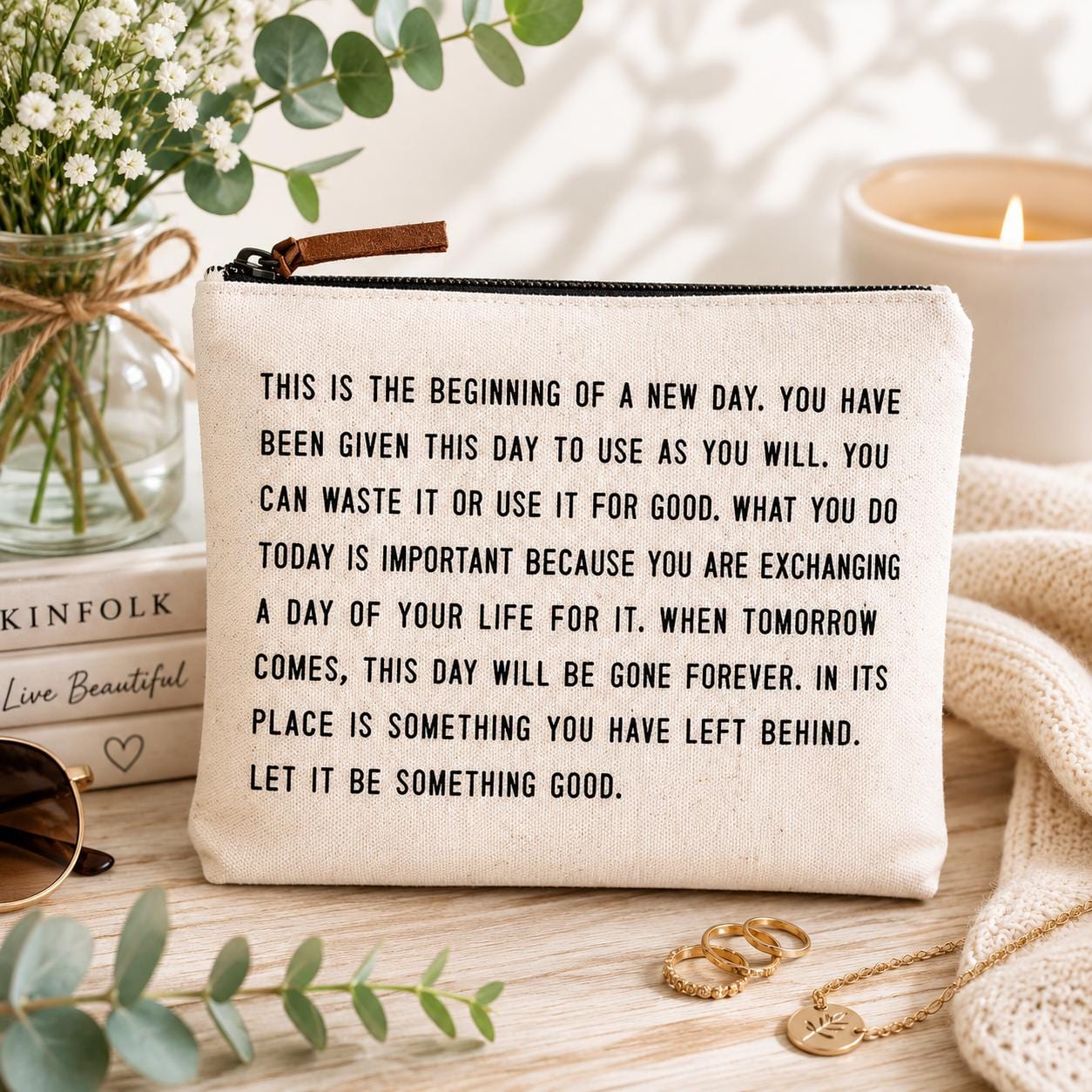 Let It Be Something Good Canvas Zip Bag