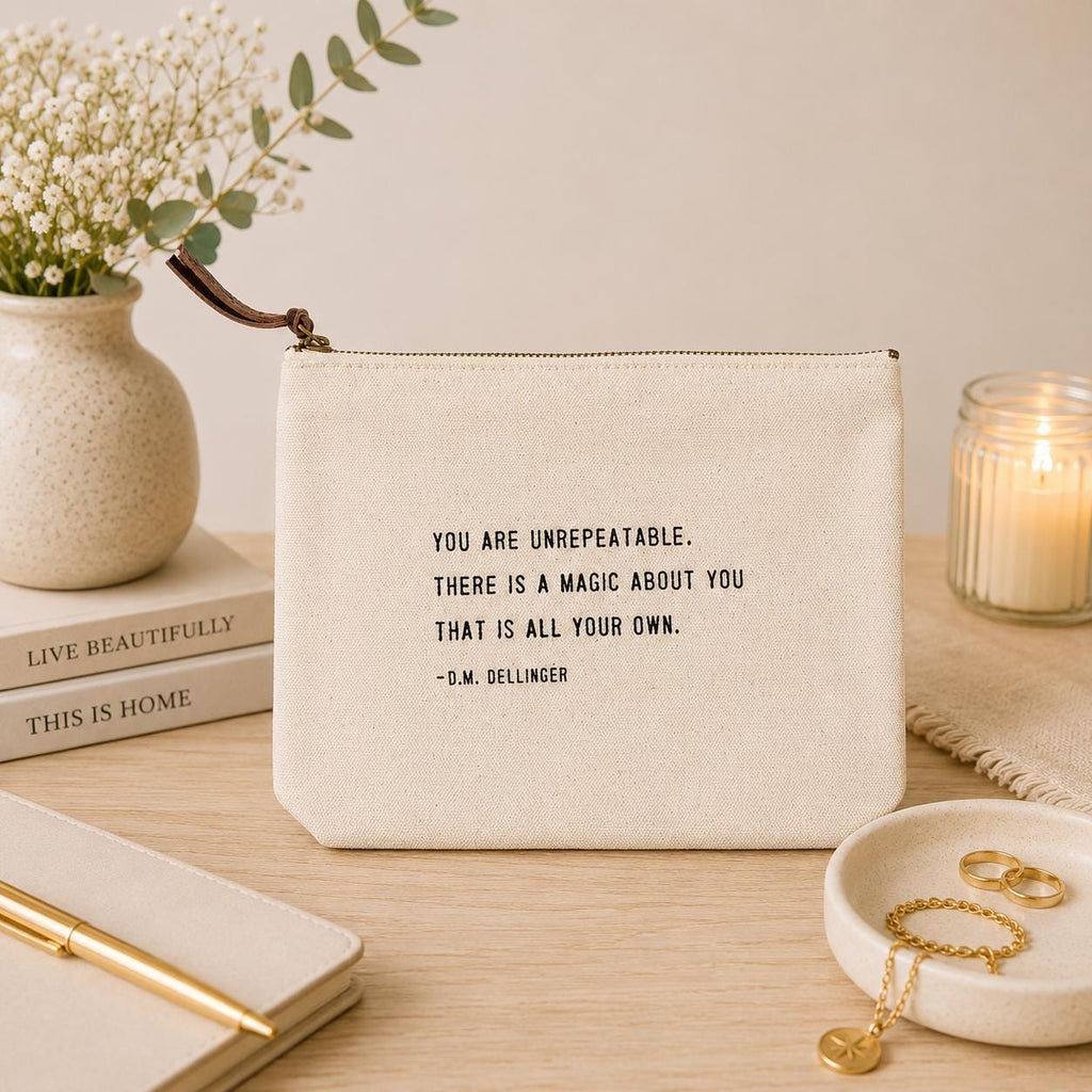 You Are Unrepeatable (D.M. Dellinger) Canvas Zip Bag 8.5"x7.5"