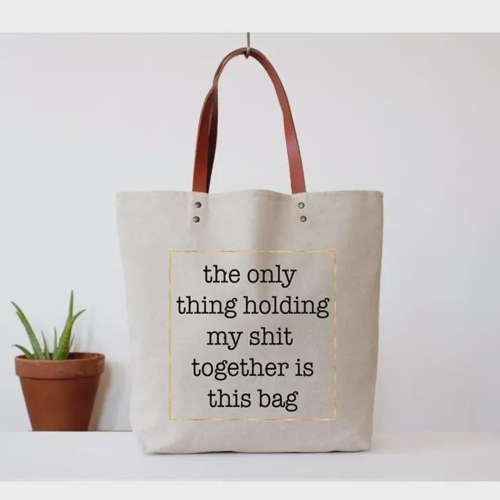 Shit Together Tote Bag (funny, mom) | everything canvas tote