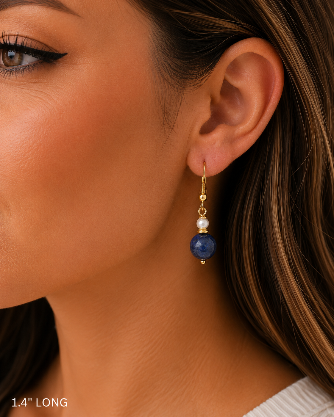 Natural Stone Round Bead Earrings