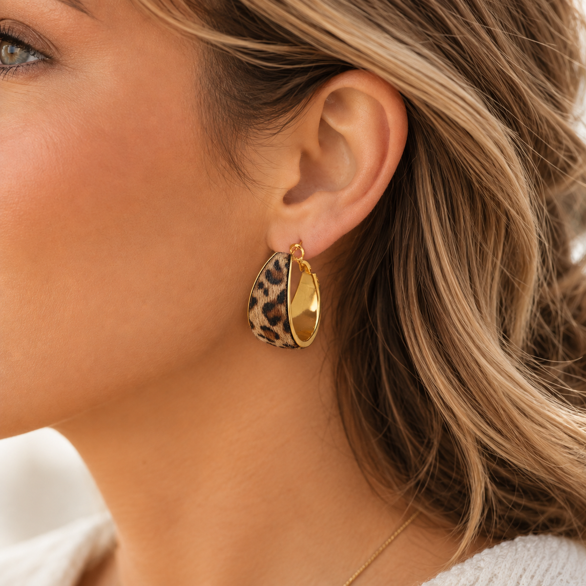Flocked Leopard Print Hoop Earrings