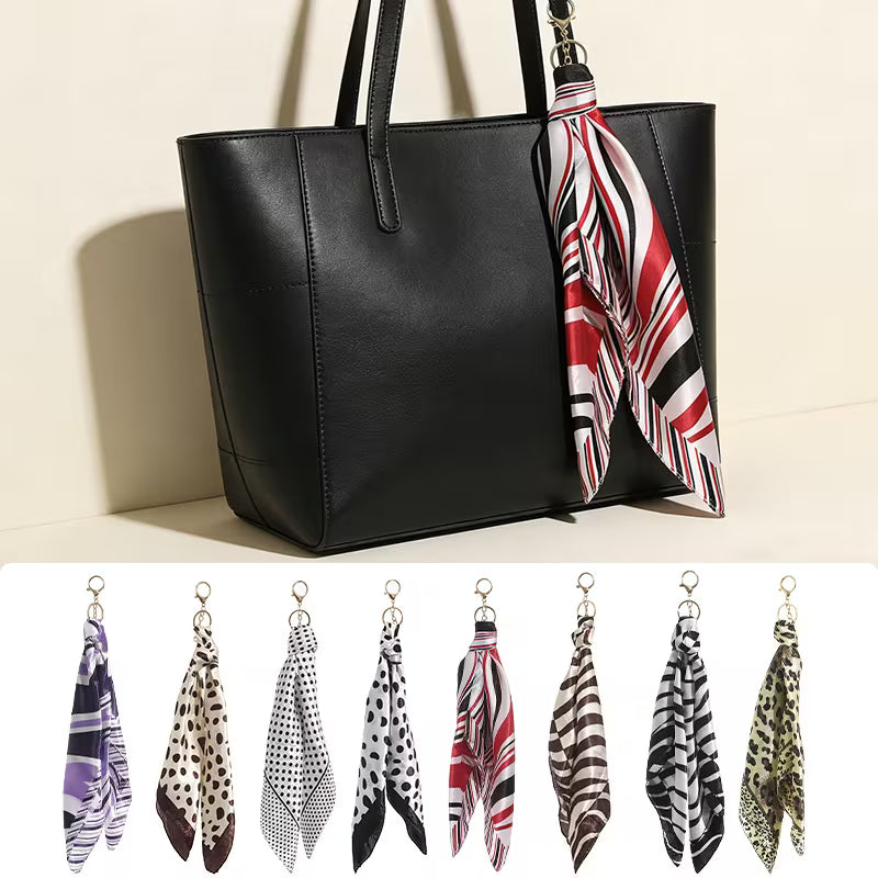 Retro Print Scarf Keychains for Women, Leopard Print Bow Bag Charms, Suitable for Wallets, Handbags, Bag Accessories Charm Key Charms, Novelty Keychains