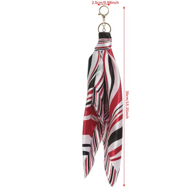 Retro Print Scarf Keychains for Women, Leopard Print Bow Bag Charms, Suitable for Wallets, Handbags, Bag Accessories Charm Key Charms, Novelty Keychains