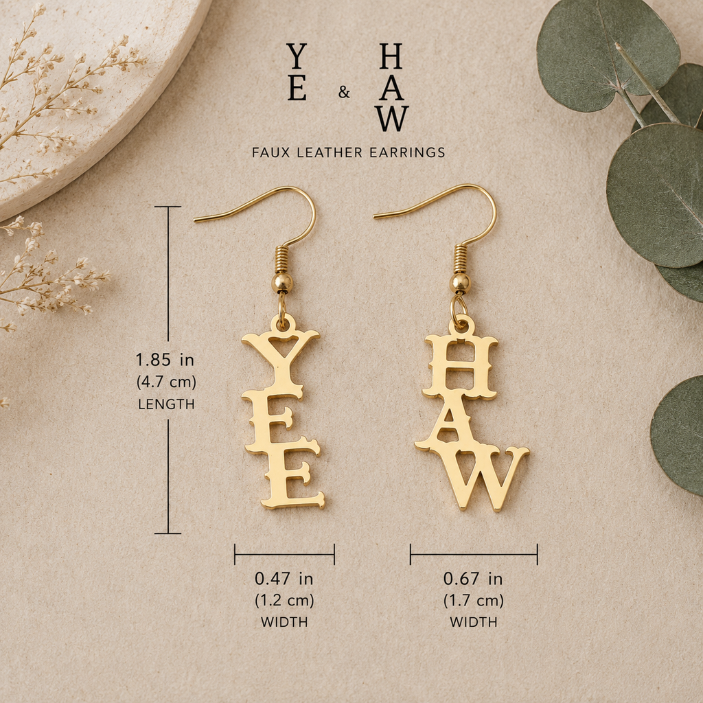Yee Haw Letter Metal Dangle Earrings | South Western Cowgirl Style